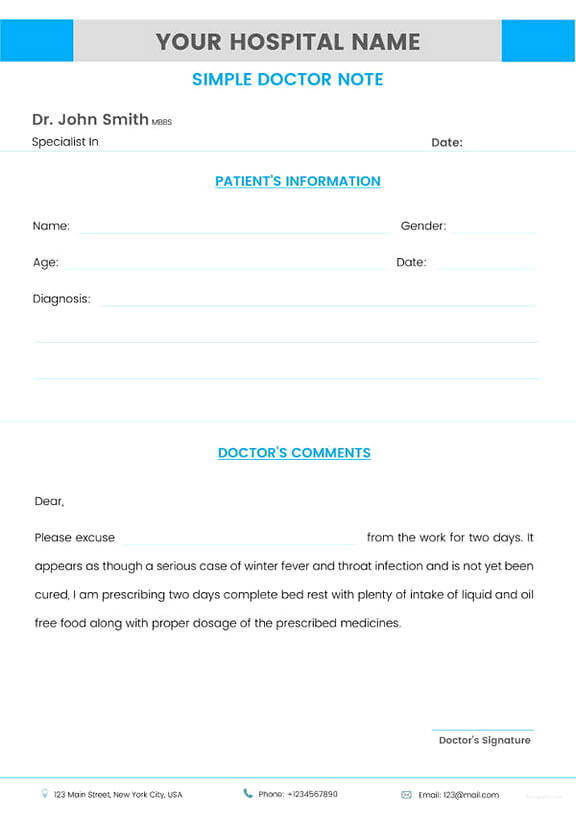 Simple Doctor Note templates
