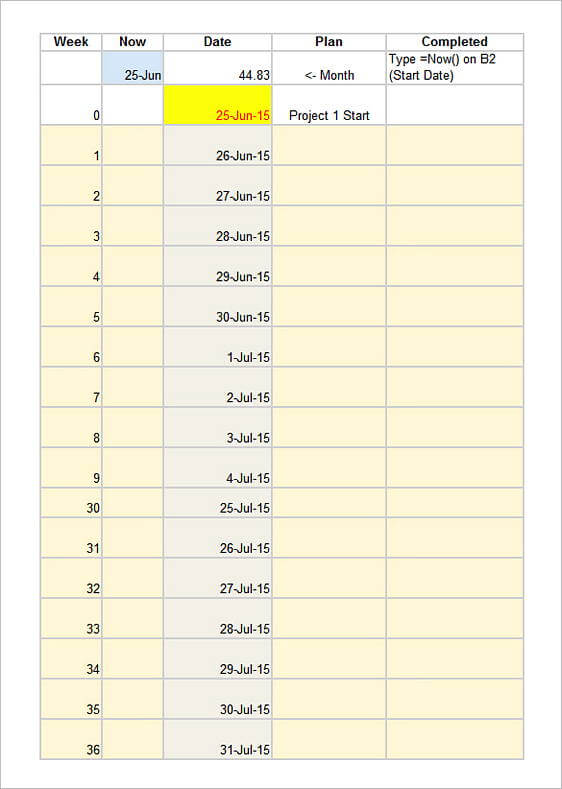 Simple Project 205 Calendar templates