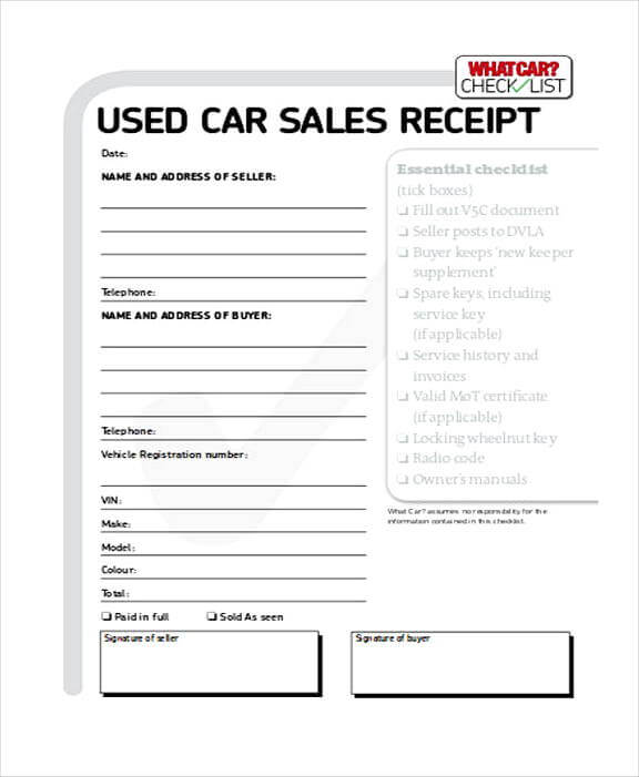 Used Car Sale Receipt