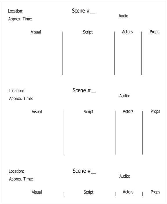 Visual Script Storyboard templates