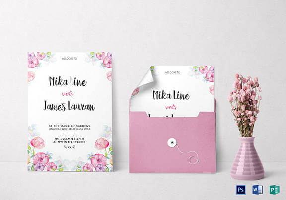 Watercolor Floral Wedding Invitation templatess