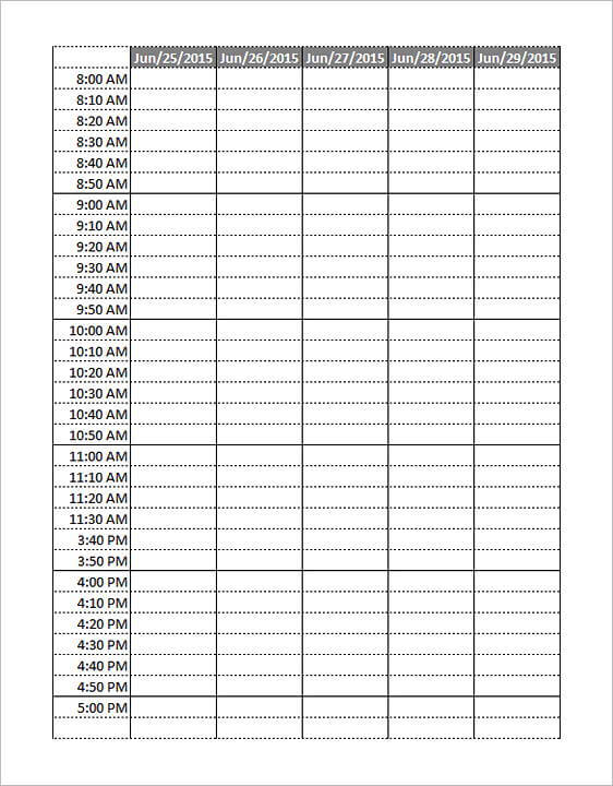 Weekly Appointment Calendar templates in