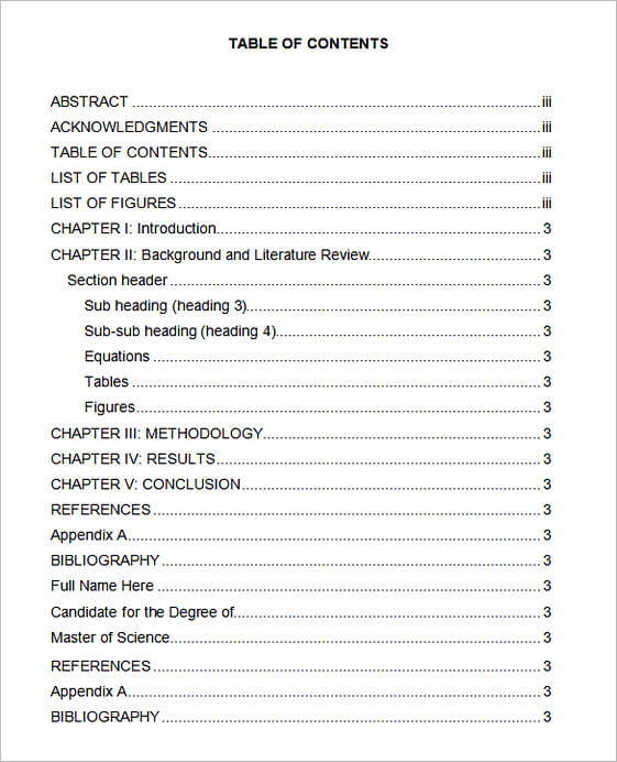 Word Table of Contents