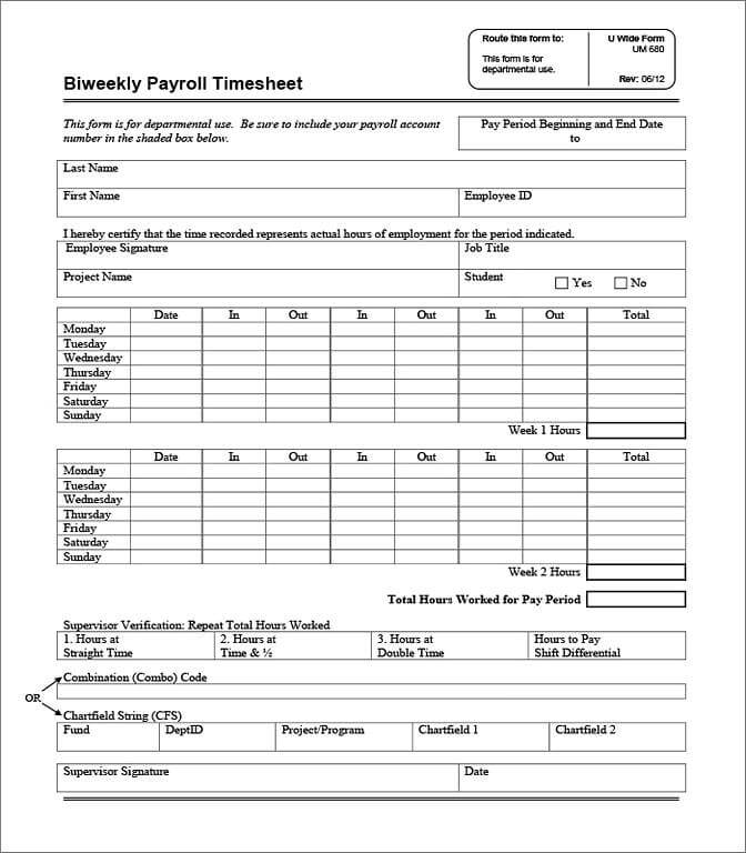 biweekly payroll timesheet templates