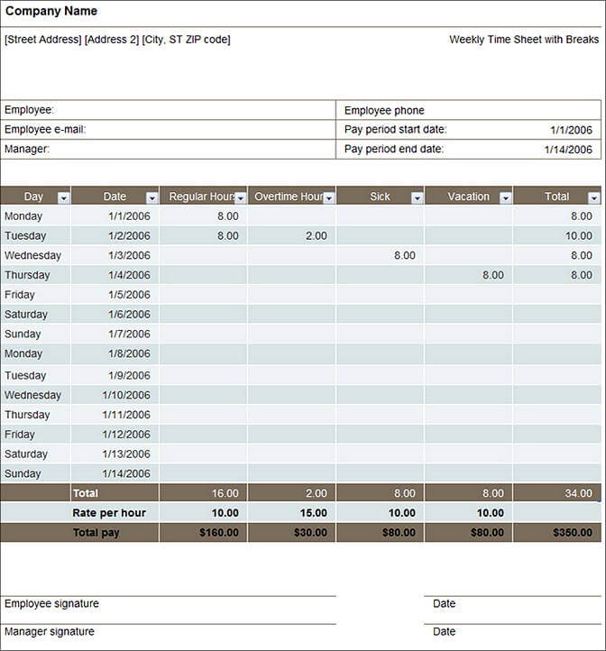 biweekly time sheet