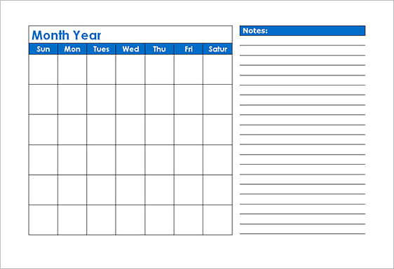 blank monthly calendar templates