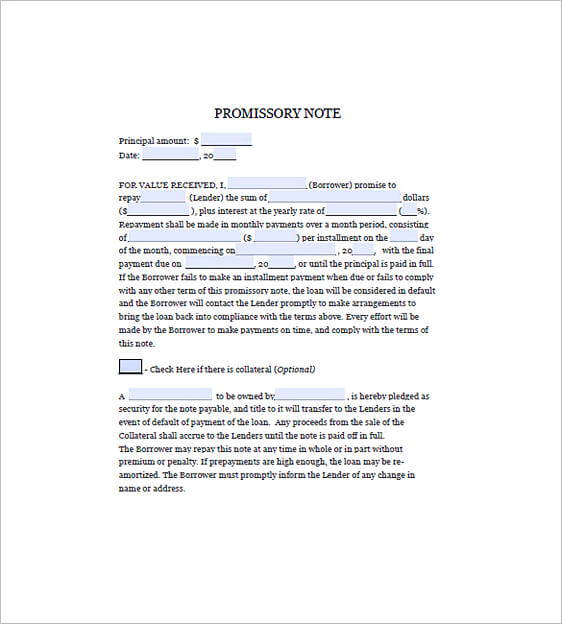 blank promissory note pdf