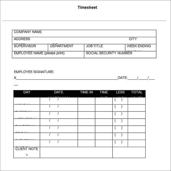 77+ Best Timesheet Template Design Free Download | Mous Syusa