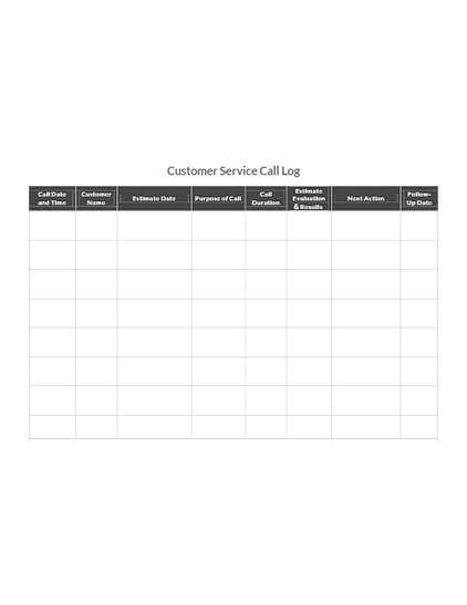 customer service call log templates SLIDER