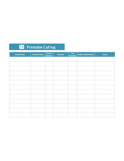 printable call log templates slider