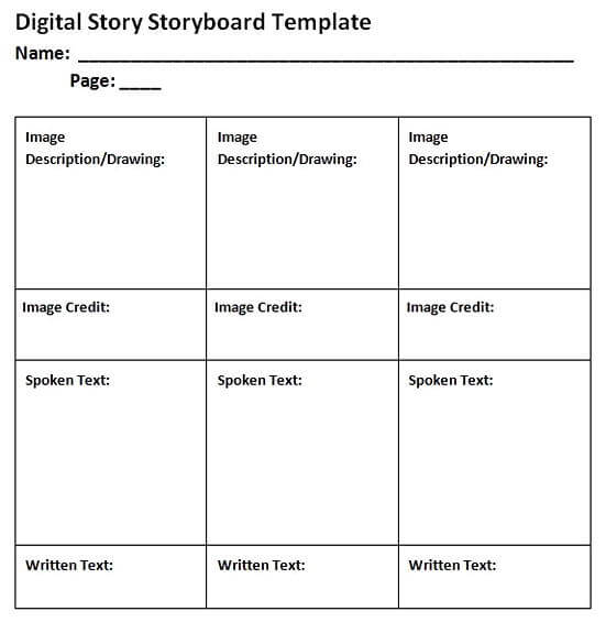 story board template 10