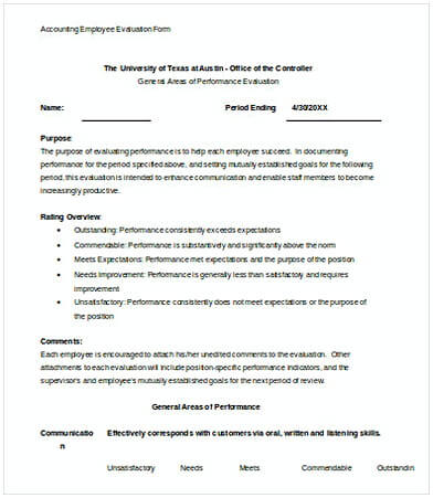 Accounting Employee Evaluation Form