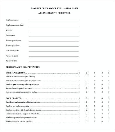 Administrative Employee Performance Evaluation Form