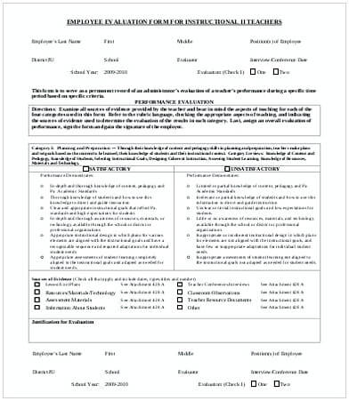 Employee Evaluation Form Template | Mous Syusa