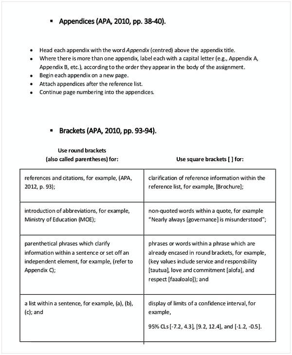 Appendix in APA Format