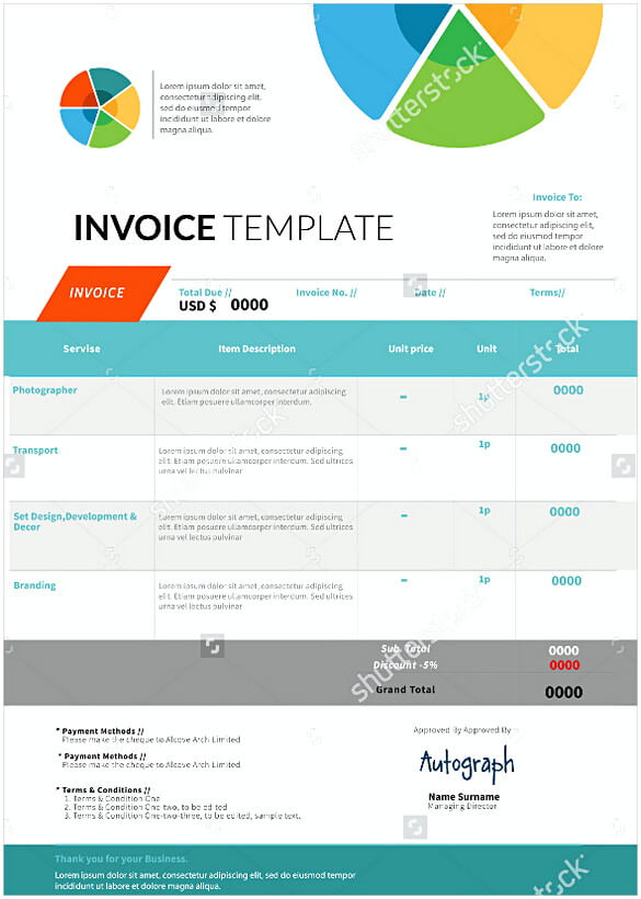 Blue Blank Invoice template design