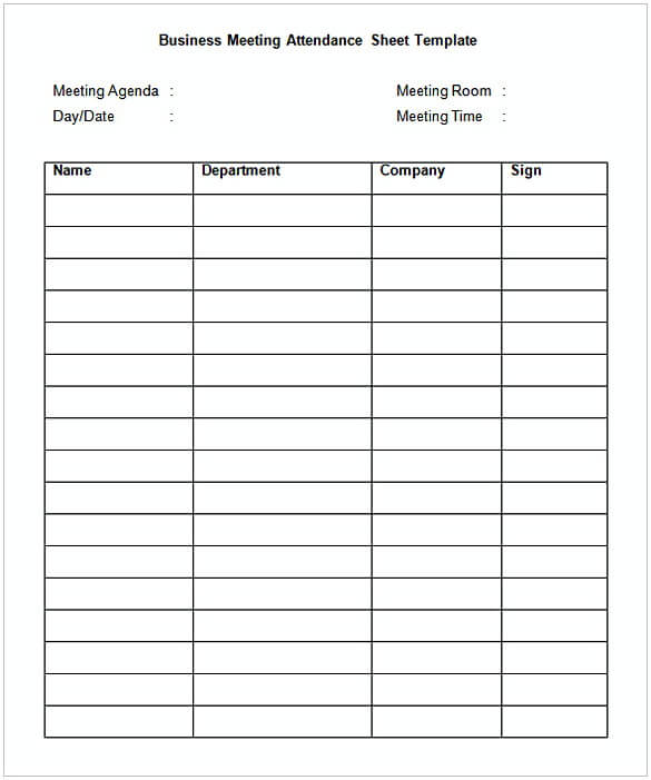 Business Meeting Attendance Sheet Template