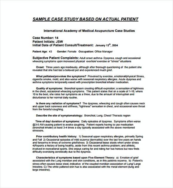Case Study Based on Actual Patient