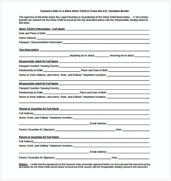 Child Notarized Letter Template Sample PDF Download