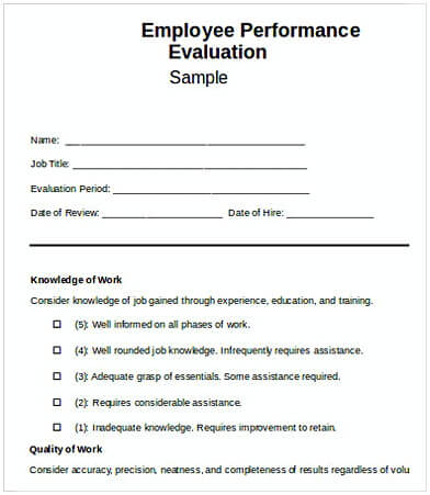 Church Employee Performance Evaluation Form