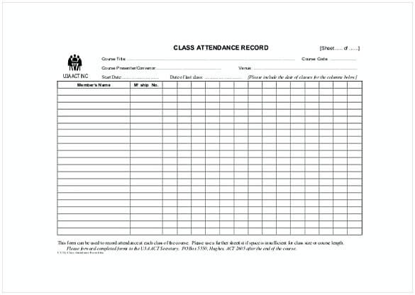 Class Attendance Sheet Free PDF Template Download 1