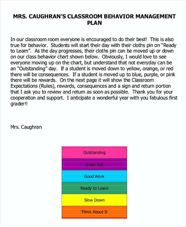 Classroom Behavior Management Plan