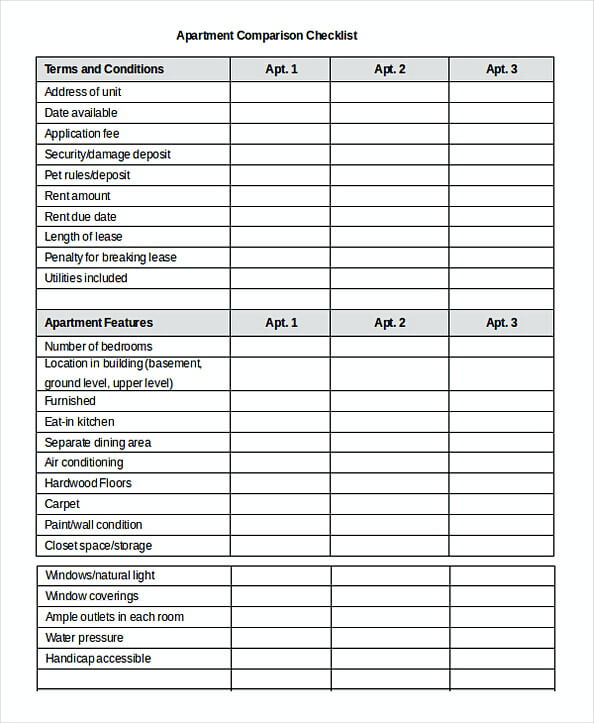 Comparison Checklist