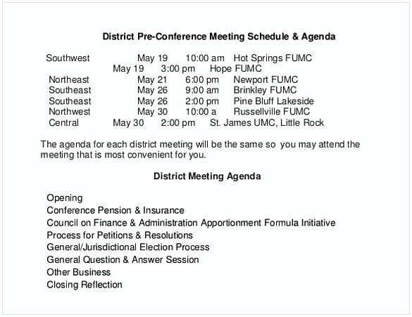 Conference Meeting Schedule Agenda