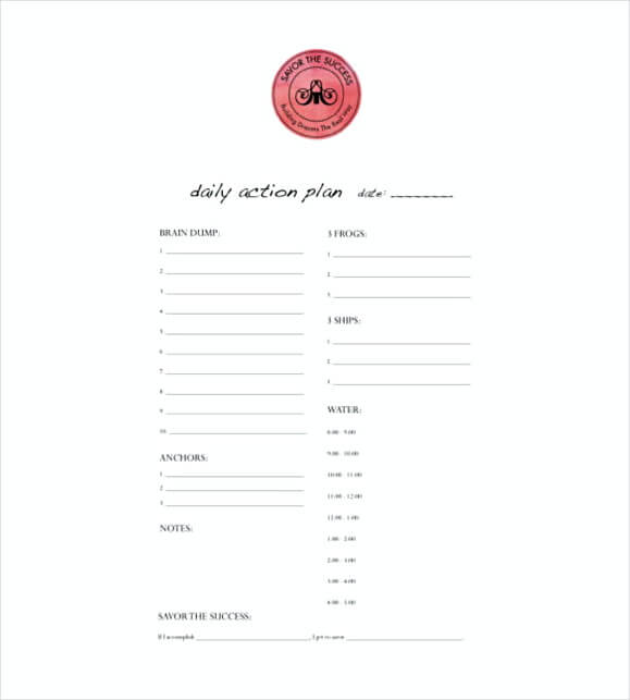 Daily Action Planner Template