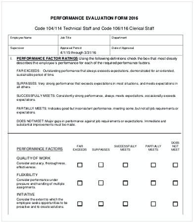 Dental Employee Evaluation Form Template
