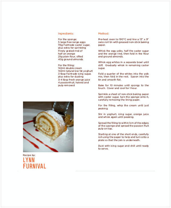 Dessert Recipe Book Template
