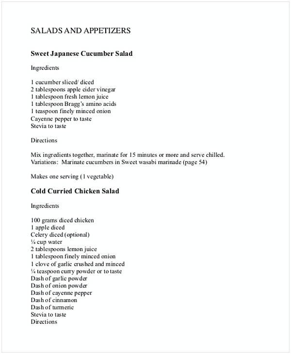 Diet Recipe Book Template