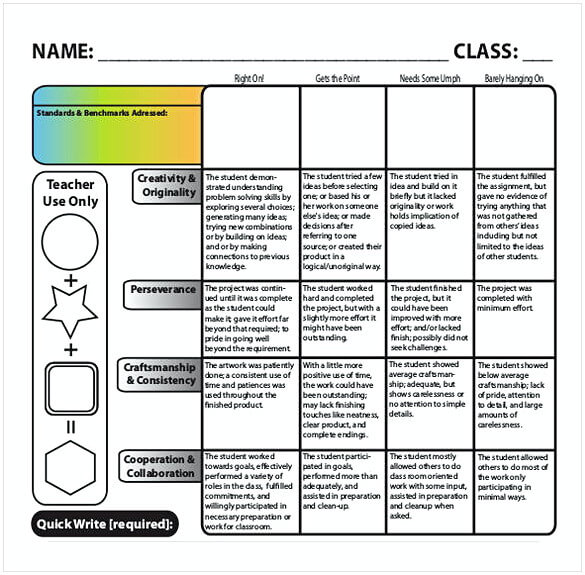 Editable Rubric