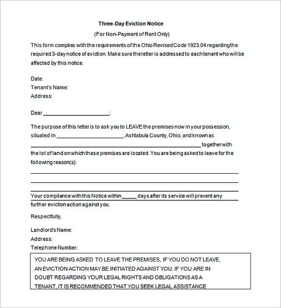Eviction Notice Letter Template 1