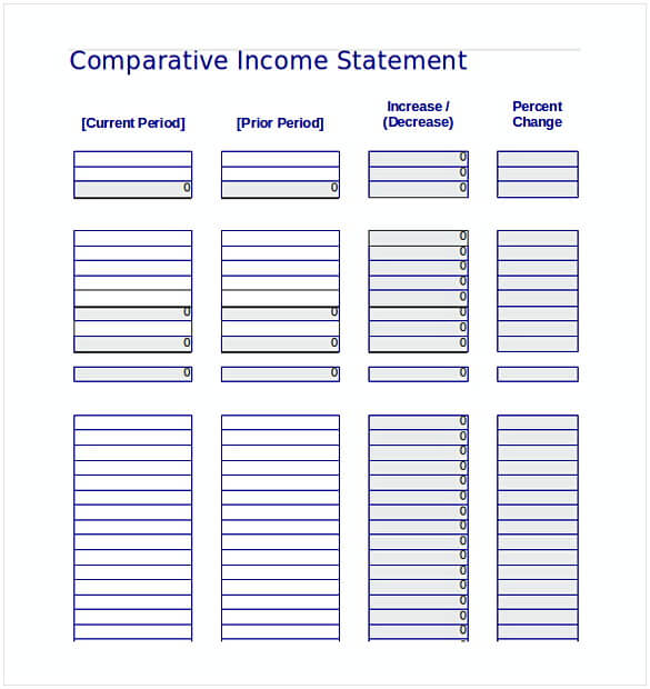 Excel Document Download for Comparative Income Statement Template