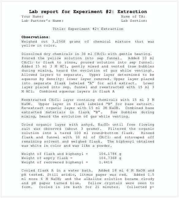 Experiment Lab Report Sample