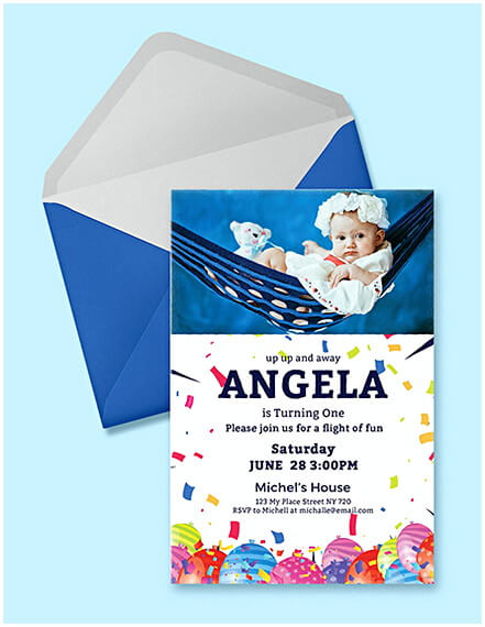 First Birthday Invitation Card