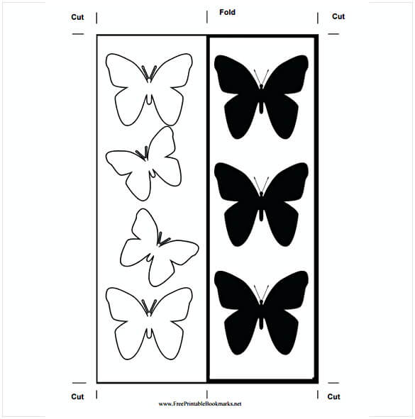 Free Butterfly Monochrome Bookmark Template