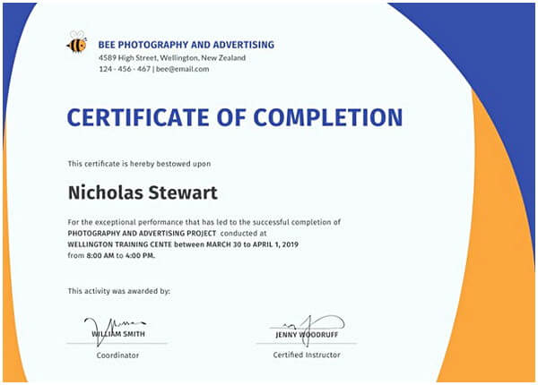 Free Completion Certificate Template