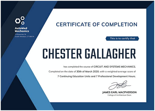 Free Dealership Completion Certificate Template