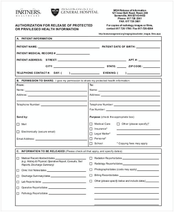 Free Patient Medical Records Release Form 1