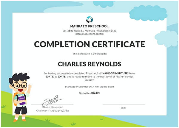 Free Preschool Leaving Certificate Template