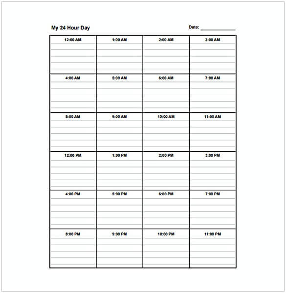 Hour Daily Schedule Template in PDF