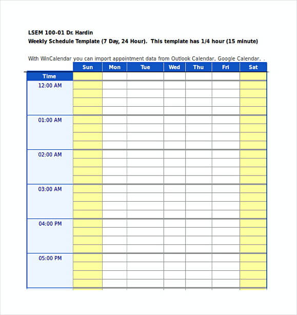 Hours Daily Planner Template Excel Format