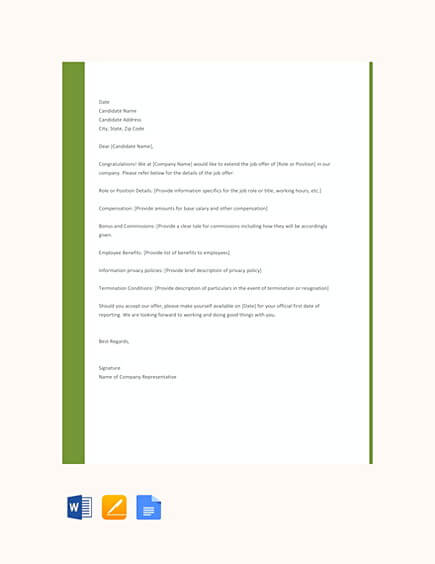 Job Offer Letter Sample For Employers Template x