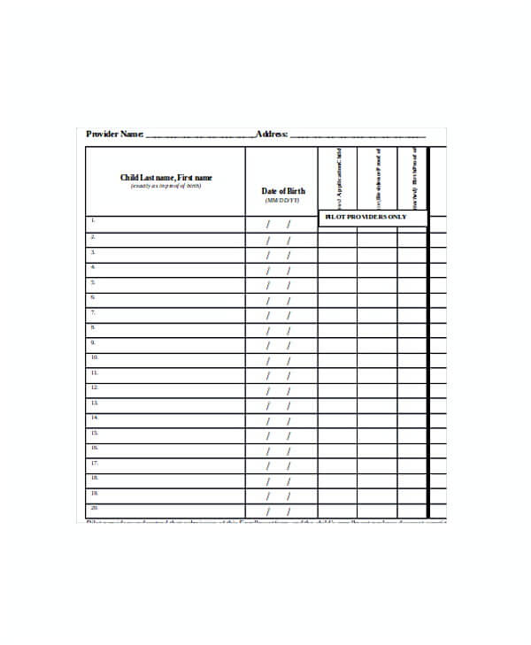 Kindergarten Class Roster Template