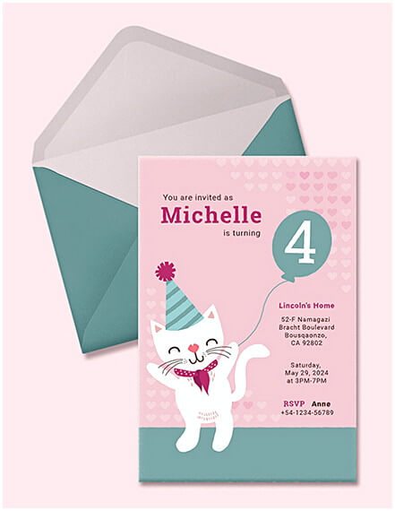 Kitty Birthday Invitation Template