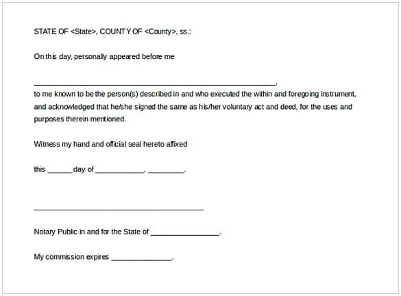 Letter for General Notary Statement Word Doc Download