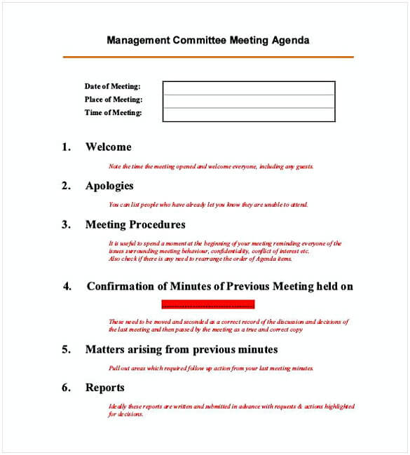 Management Committee Meeting Agenda