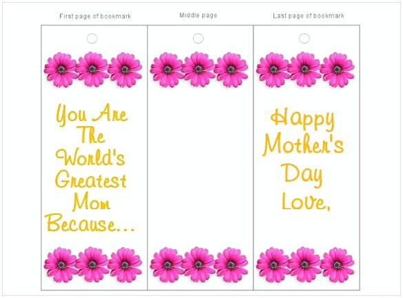 Mothers Day Free Bookmark Card Template